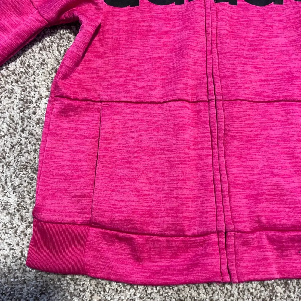 Adidas Girls 6X Pink Zip Up Hoodie Logo Athletic Jacket Youth 6X